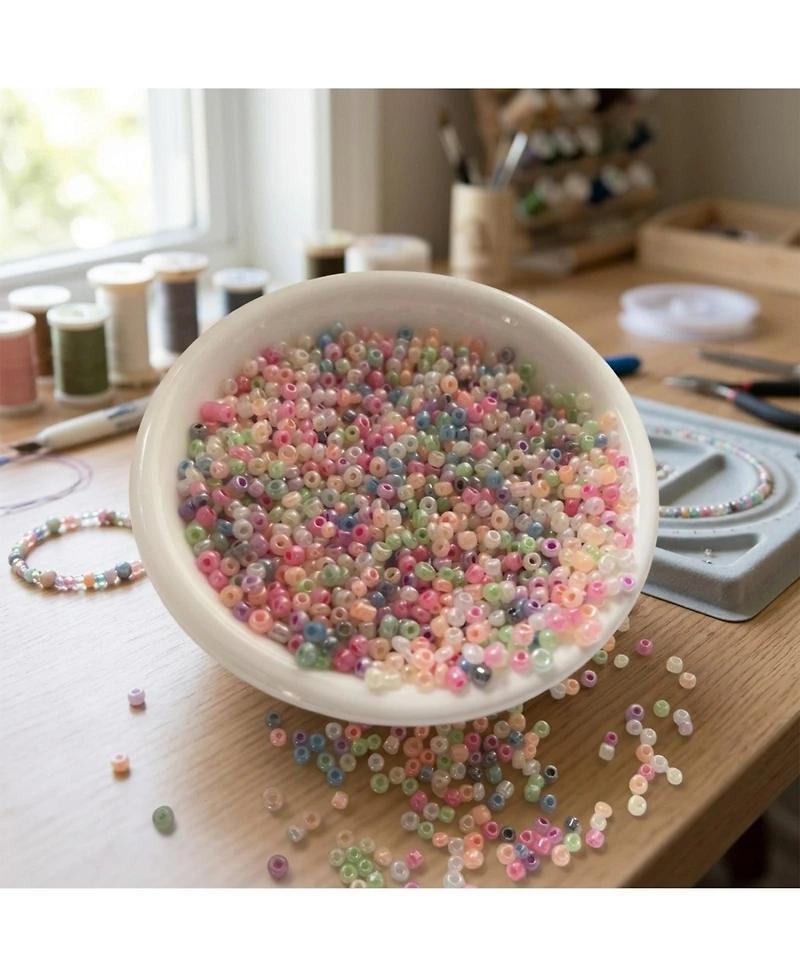 Sevorley 100g 2mm Glass Beads for Diy Bracelet Necklace Jewelry Making