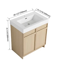 Sillysis 30 Inch Bathroom Vanity with Resin Sink, Soft Close Doors, Adjustable Shelf, Ample Storage for Modern Bathrooms