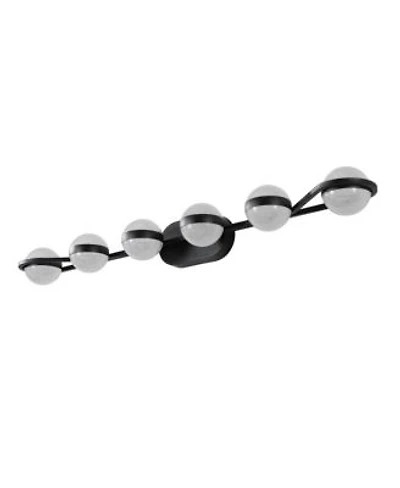 Busdays 43 Inch Minimalist Led Bathroom Vanity Light with Crystal Sand Acrylic Shades 6 Light Wall Mounted Decorative Fixture for Vanity Mirror