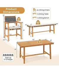 Sugift 6-Piece Farmhouse Acacia Wood Patio Dining Furniture Set