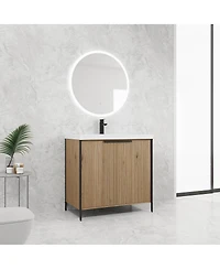 Sillysis Modern Freestanding Bathroom Vanity with Resin Sink, Soft Close Door, Adjustable Shelf, Plywood Cabinet