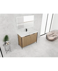 Sillysis Modern Freestanding Bathroom Vanity with Resin Sink, Soft Close Door, Adjustable Shelf, Plywood Cabinet, 24/30/35/47 Inch Sizes