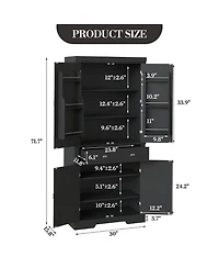 homfan Modern Farmhouse Freestanding Pantry Cabinet, Engineered Wood Kitchen Storage Cupboard with Adjustable Shelves and Anti-Tip Design