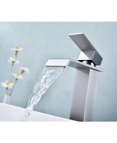 Phying Waterfall Spout Bathroom Sink Single Handle Faucet with Pop-Up Drain