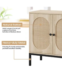 homfan 2 Piece Freestanding Chest of Drawers with 2 Doors and Adjustable Shelf, Metal Legs, Modern Storage Cabinet