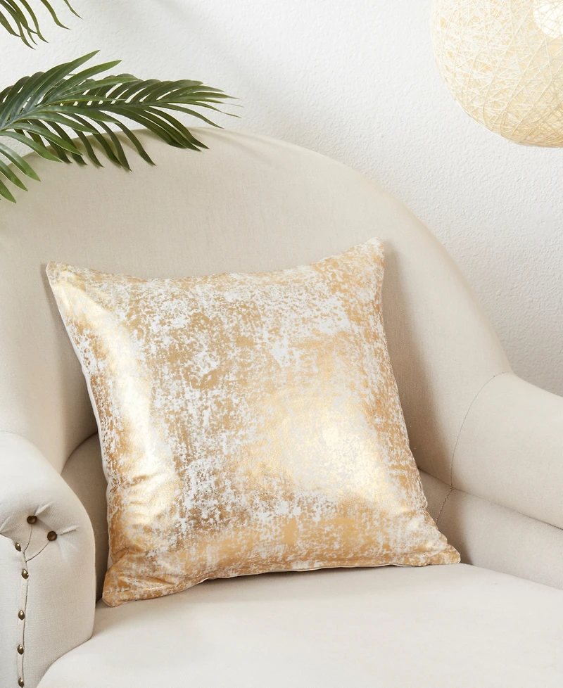Saro Lifestyle Donnelou Metallic Foil Printed Decorative Pillow, 18" x 18"