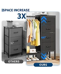 homfan Heavy Duty 4-Drawer Fabric Dresser with Hanging Rail - Multi-Functional Storage Organizer Shelf Metal Frame, Anti-Tip Safety