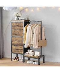 homfan Heavy Duty 4-Drawer Fabric Dresser with Hanging Rail - Multi-Functional Storage Organizer Shelf Metal Frame, Anti-Tip Safety
