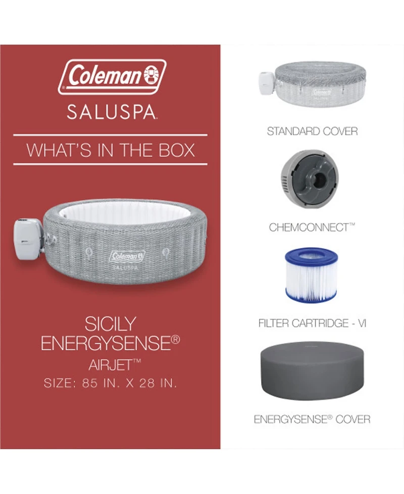 Bestway Coleman Saluspa Sicily AirJet Hot Tub with 2 Saluspa Pool/Spa Seat and Spa Pillow