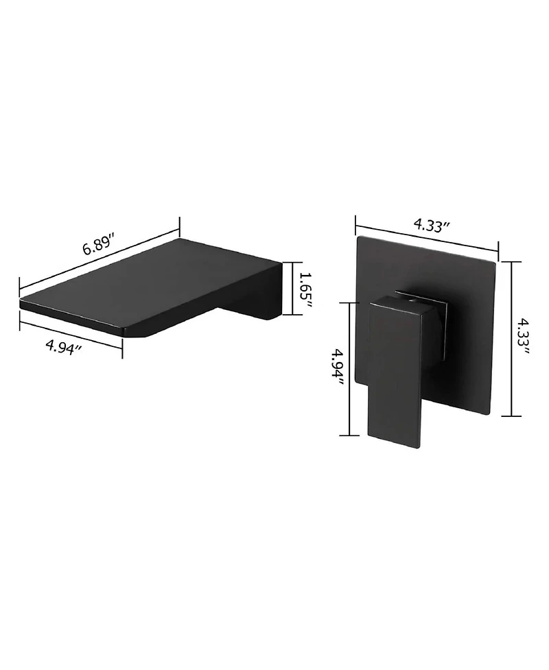 Phying Single Handle Wall Mount Waterfall Bathroom Sink Faucet
