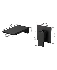 Phying Single Handle Wall Mount Waterfall Bathroom Sink Faucet