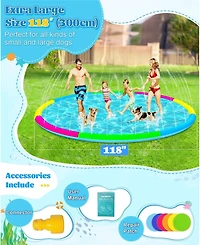 Aofar 118" Splash Pad Sprinkler Pool Outdoor Play Mat Pets Adults