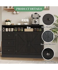 homfan Sideboard Cabinet with 3 Drawers and 2 Doors, Buffet Server with Storage Shelves for Dining Room Kitchen Living Room