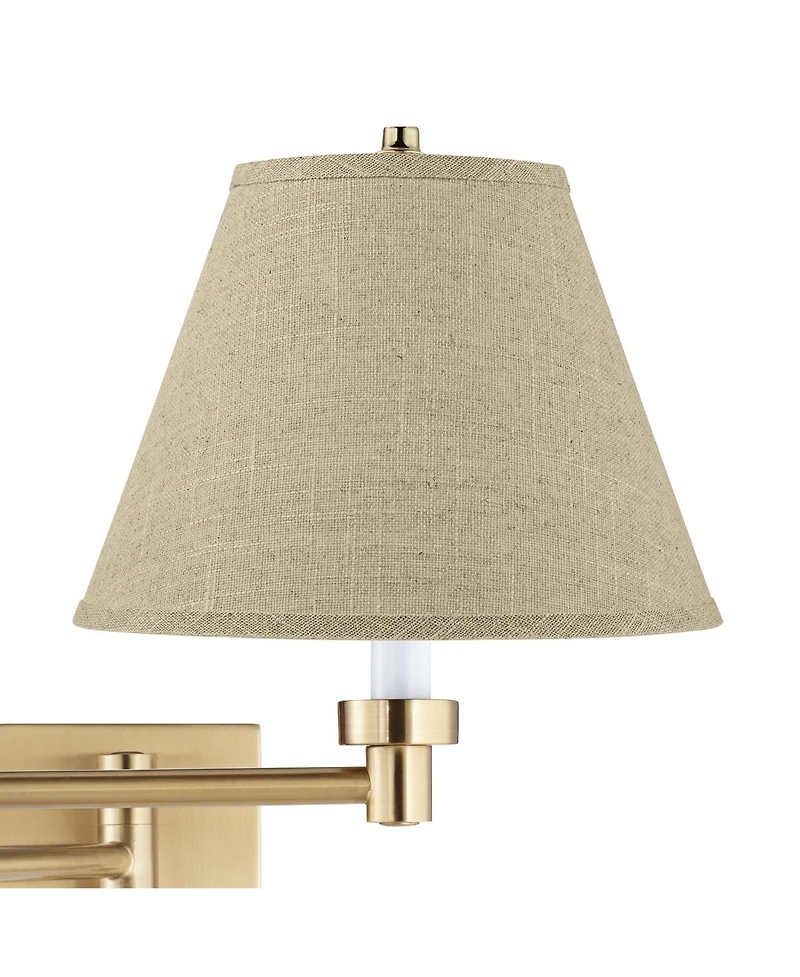 Barnes and Ivy Alta High 3 Light Bathroom Vanity Wall Lamp Light Fixture Mount Plug-In Cord Swing Arm with Burlap Empire Shade