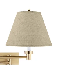 Barnes and Ivy Alta High 3 Light Bathroom Vanity Wall Lamp Light Fixture Mount Plug-In Cord Swing Arm with Burlap Empire Shade