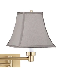 Barnes and Ivy Alta Warm Gold Plug-In Swing Arm Wall Lamp with Square Shade