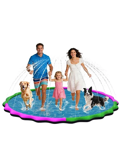 Aofar 87" Splash Pad Water Sprinkler Pool Outdoor Family Fun