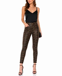 White Mark Women's Snake Print High Rise Ankle Pants
