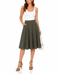 White Mark Women's Flared Pull-On Midi Skirt