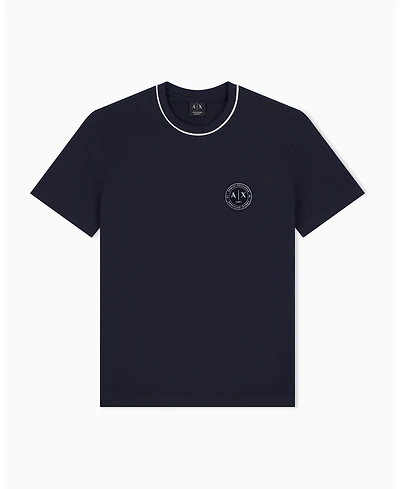 A|X Armani Exchange Men's Short Sleeve Neck Piping Badge logo Regular Fit T-Shirt