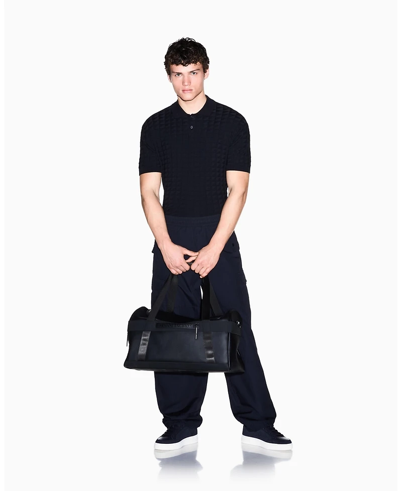 A|X Armani Exchange Men's Viscose Grid Polo Shirt