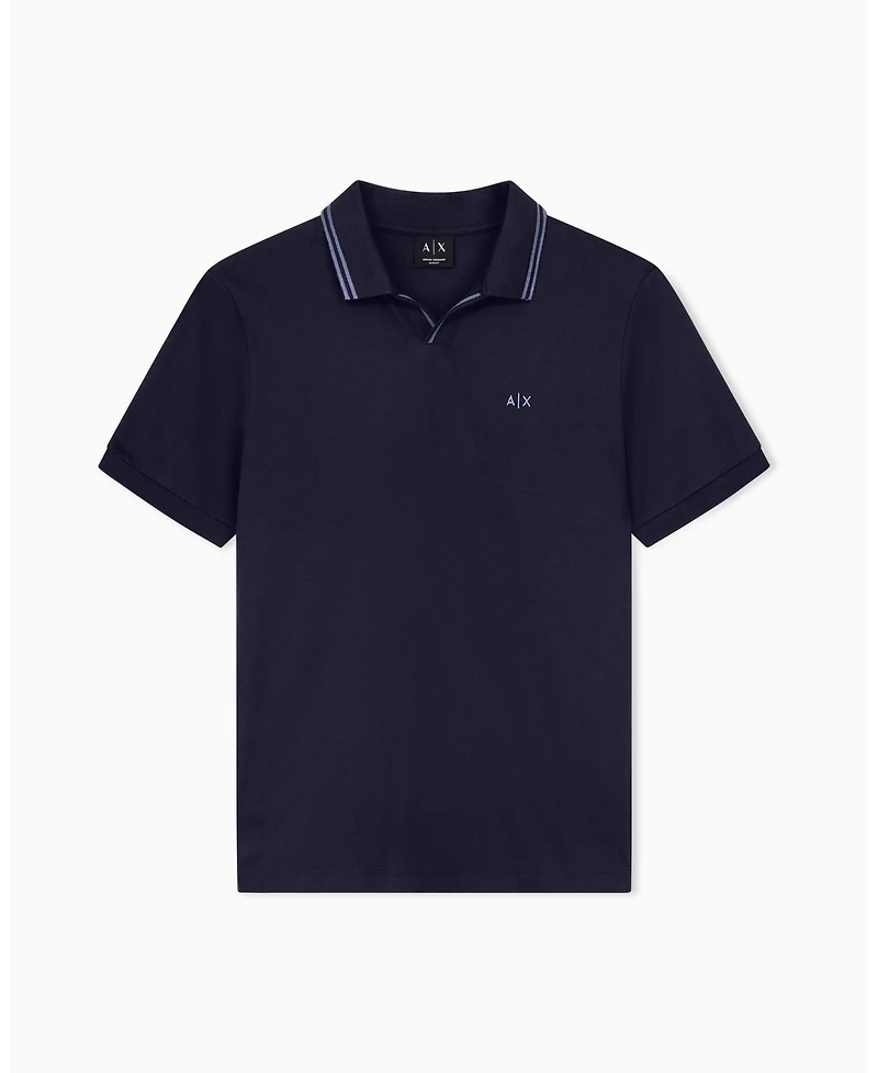 A|X Armani Exchange Men's Mercerized Tipping Johnny Collar Polo Shirt