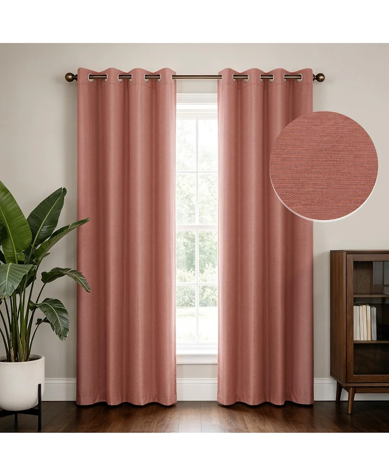Brushed Serengeti Stria 100% Blackout Grommet Pair (2 panels