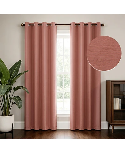 Brushed Serengeti Stria 100% Blackout Grommet Pair (2 panels
