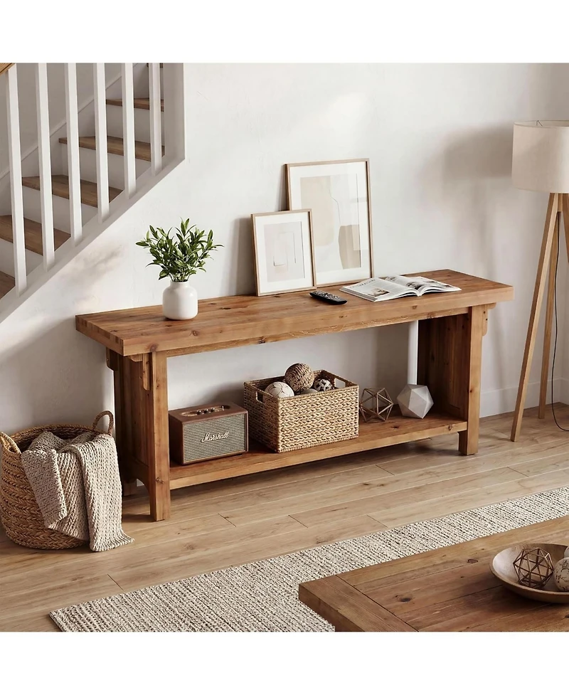 Tribesigns Solid Wood Tv Stand TVs, Farmhouse Entertainment Center with Storage Shelf, Wooden Media Console Television Stand