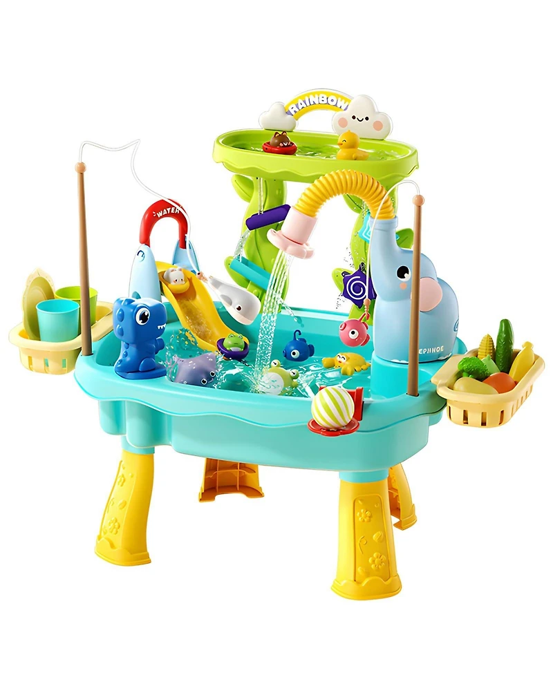 Gnuadz 4-in-1 Water Table Sensory Electric Pump Faucet Kitchen Play Sinks Food Fishing