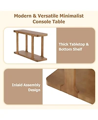 Rainsken Modern Console Table, with Shelf and Thick Tabletop, Inlaid Assembly Design, for Living Room, Hallway