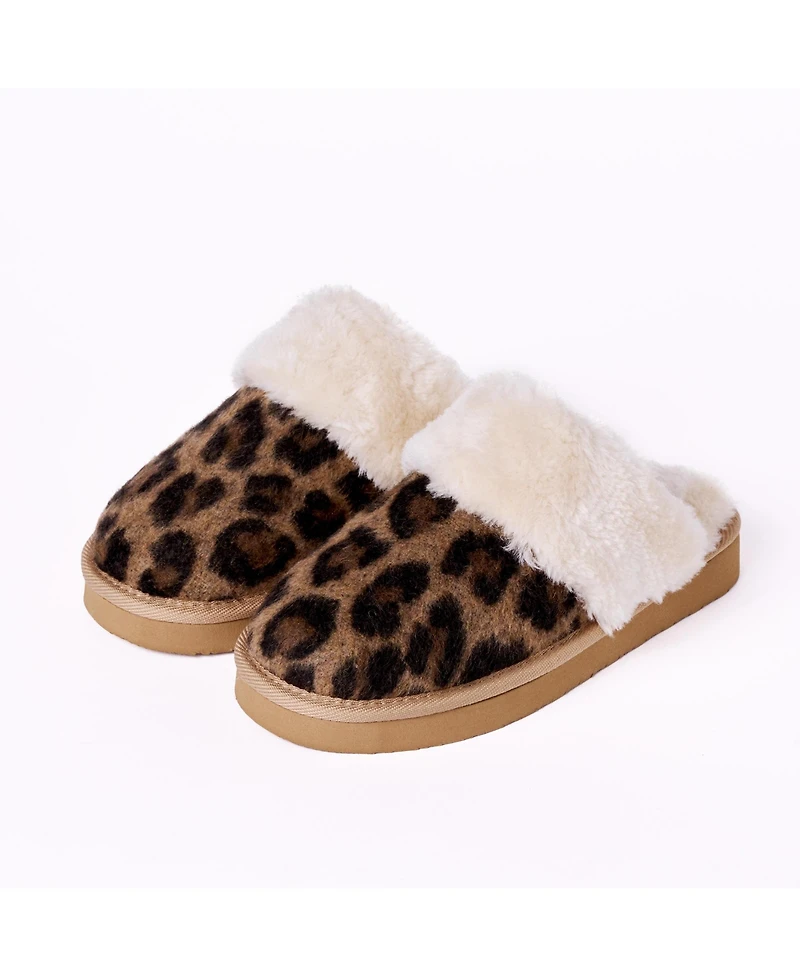 Minnetonka Women's Chesney Patterned Faux Fur Slippers