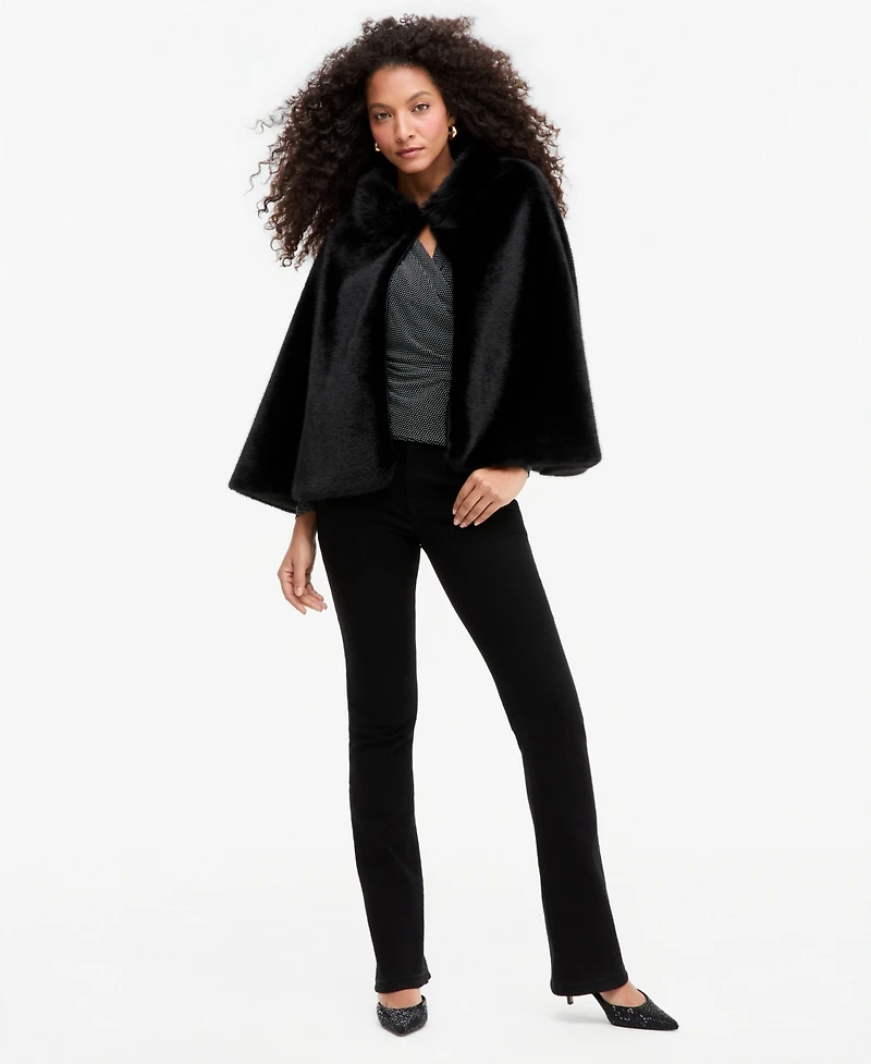 I.n.c. International Concepts Women's Faux-Fur Curve Topper with Faux-Fur Collar, Macy's Exclusive