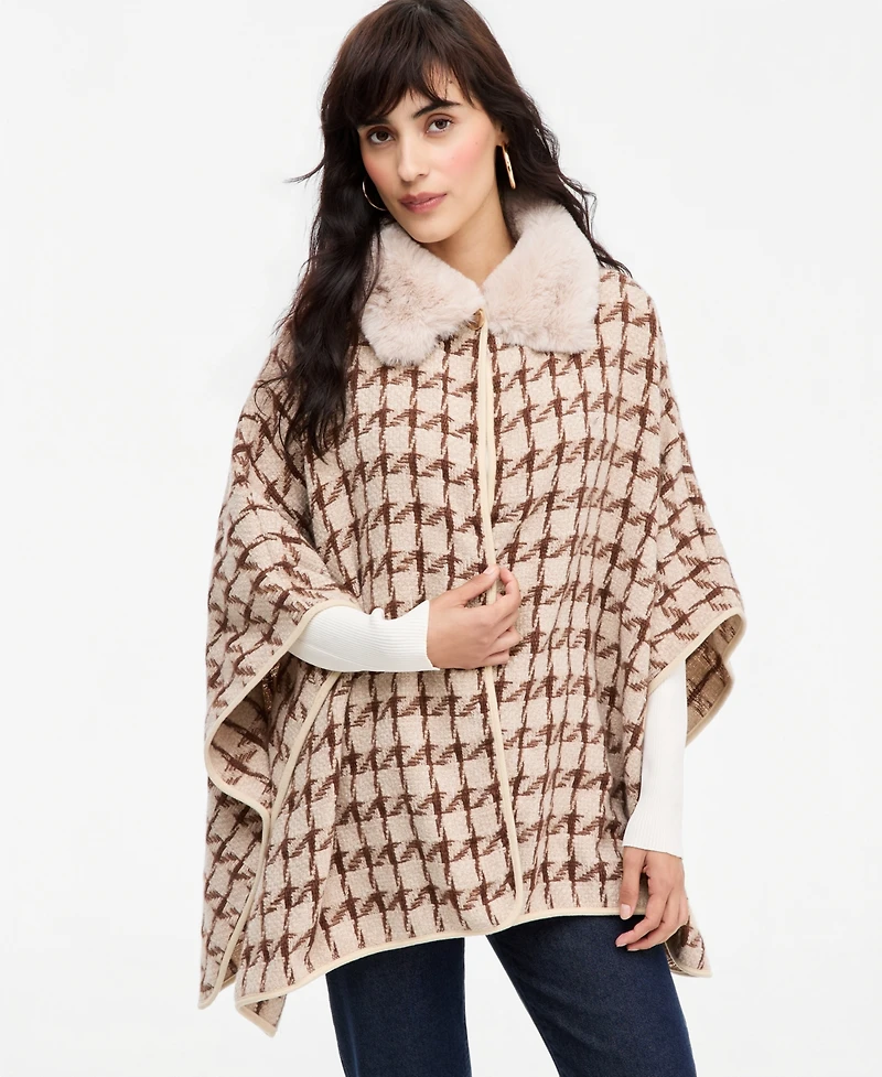 I.n.c. International Concepts Women's Houndstooth Chenille Topper, Macy's Exclusive