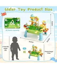 Gnuadz 4-in-1 Kids Sand Water Table Electric Pump Kitchen Sink Fishing Play