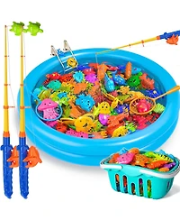 Gnuadz 48Floating Fishing Game Bath Toy Floating Fish Pole Rod Net Kids Learning Play