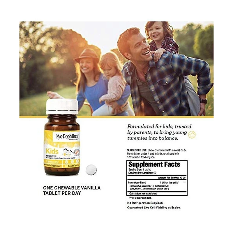 Kyo-Dophilus Kids Probiotic, Promotes regularity and immune health, 60 Tablets