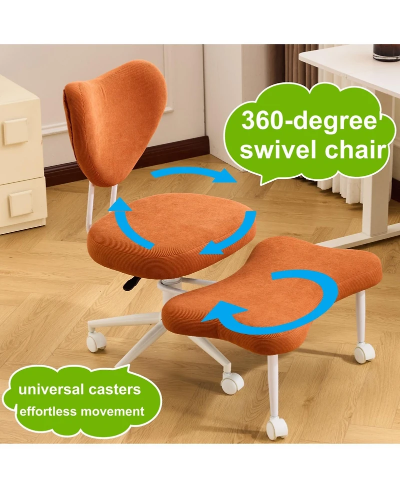Rainsken Meditation chair, Corduroy fabric, with lumbar support and a height, Heart-Shaped Backrest, Adjustable Height, for Office, Study