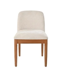 Rainsken Modern Dining Chairs Set of 2, Upholstered Kitchen Chair with Woven Rope Backrest and Rubberwood Legs for Living Room