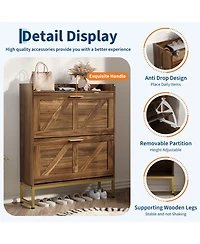 gaomon entryway shoe cabinet with double-layer flip-top drawers, adjustable shelves, and a dust-proof back panel freestanding storage
