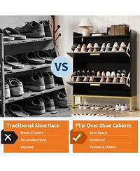 gaomon entryway shoe cabinet with double-layer flip-top drawers, adjustable shelves, and a dust-proof back panel freestanding storage
