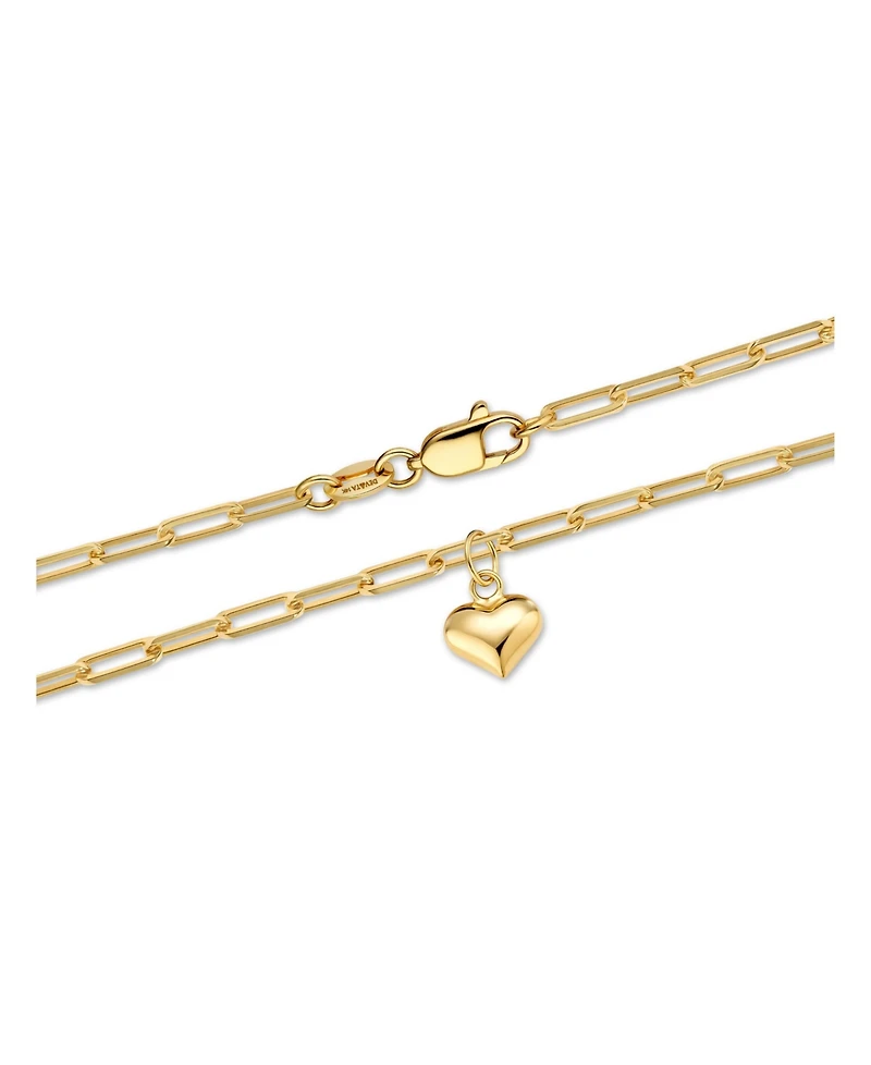 Devata Heart Charm Paperclip Chain Bracelet in 14K Gold