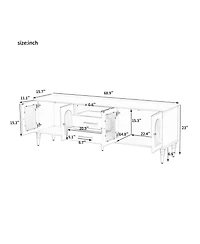 Rainsken 68.9'' Retro Tv Stand, with Fluted Glass Doors, for TVs up to 75 Inches, Entertainment Center Media Console Table, for Living room, Bedroom