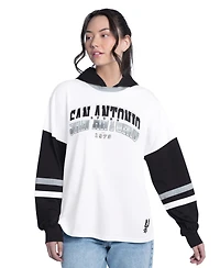 G-iii 4Her by Carl Banks Women's White/Black San Antonio Spurs Key Player Oversized Hooded Long Sleeve T-Shirt