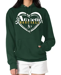 G-iii 4Her by Carl Banks Women's Green Athletics Double Heart Fleece Pullover Hoodie