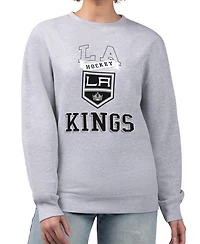G-iii 4Her by Carl Banks Women's Heather Gray Los Angeles Kings Team Logo Tri-Blend Fleece Pullover Sweatshirt