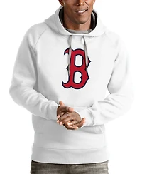 Antigua Men's White Boston Red Sox Victory Pullover Team Logo Hoodie