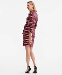 Anne Klein Women's Printed Faux-Wrap Tie-Waist Dress