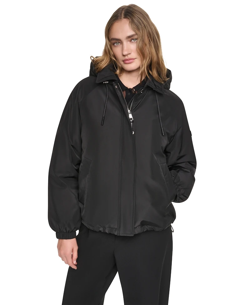 Dkny Women's Hooded Bubble Hem Rain jacket