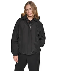 Dkny Women's Hooded Bubble Hem Rain jacket